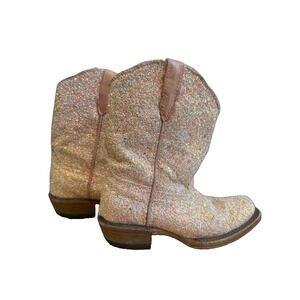 Tanner Mark Cowboy Western Boots Leather Cowgirl Sequin Pink Toddler Girls 11